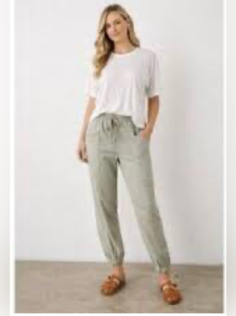 Rails Haven Drawstring Jogger Pants - Beige/Green XXS